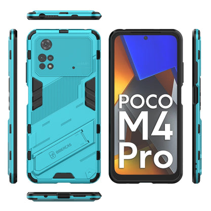 Xiaomi Poco M4 Pro 4G Shockproof Phone Case - Punk Armor 2-in-1 PC + TPU with Invisible Holder