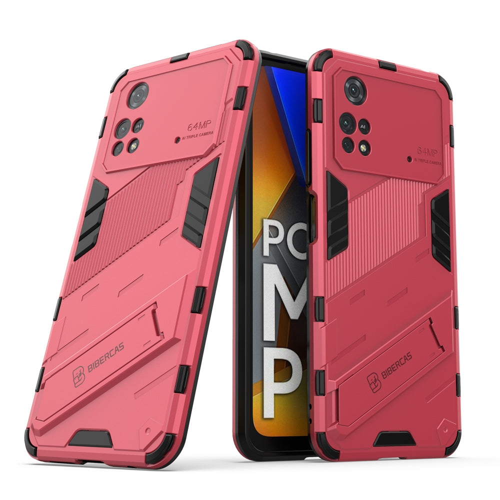 Xiaomi Poco M4 Pro 4G Shockproof Phone Case - Punk Armor 2-in-1 PC + TPU with Invisible Holder