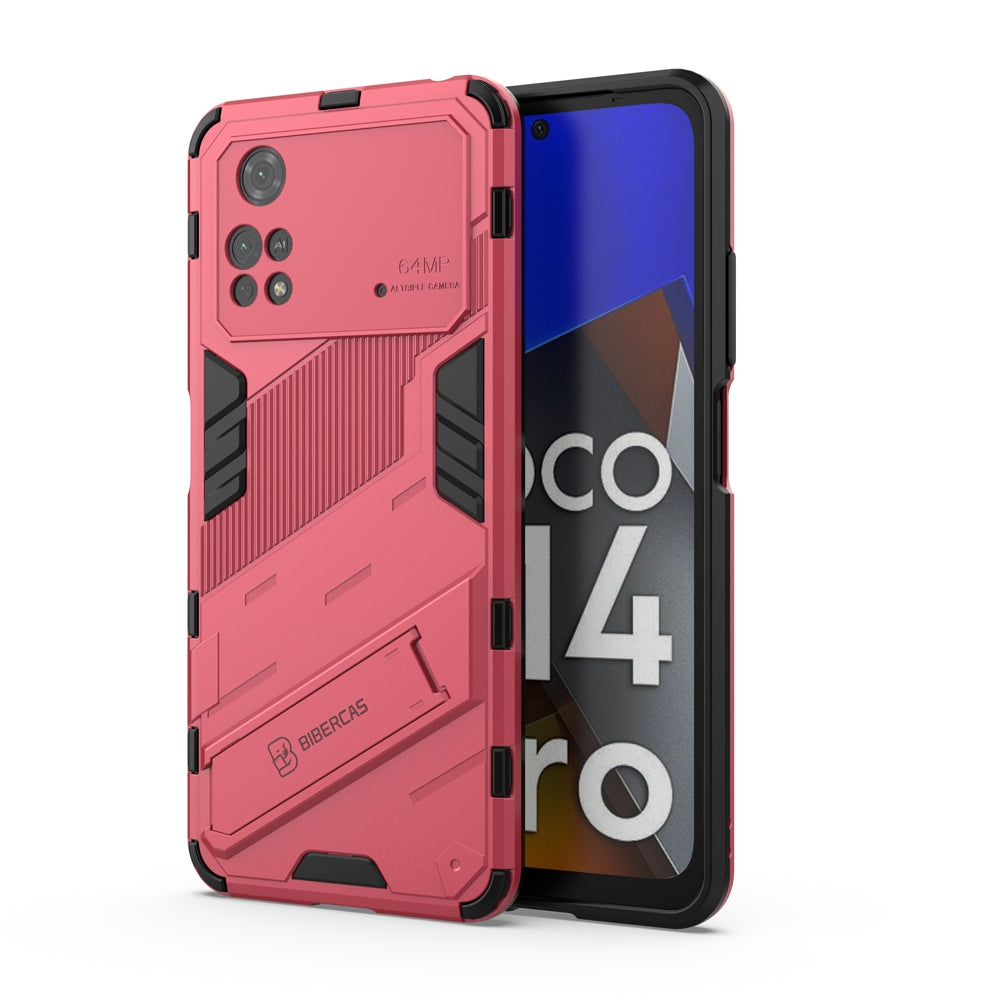 Xiaomi Poco M4 Pro 4G Shockproof Phone Case - Punk Armor 2-in-1 PC + TPU with Invisible Holder