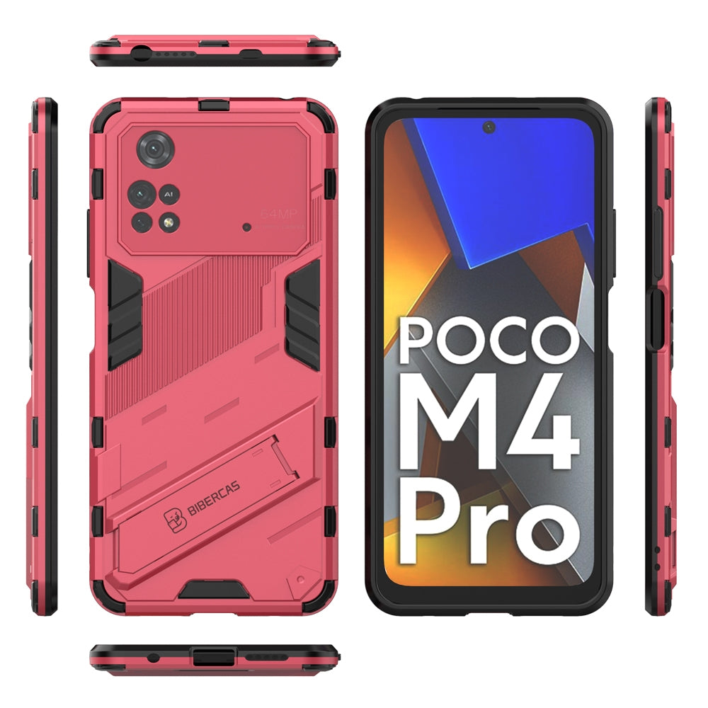 Xiaomi Poco M4 Pro 4G Shockproof Phone Case - Punk Armor 2-in-1 PC + TPU with Invisible Holder