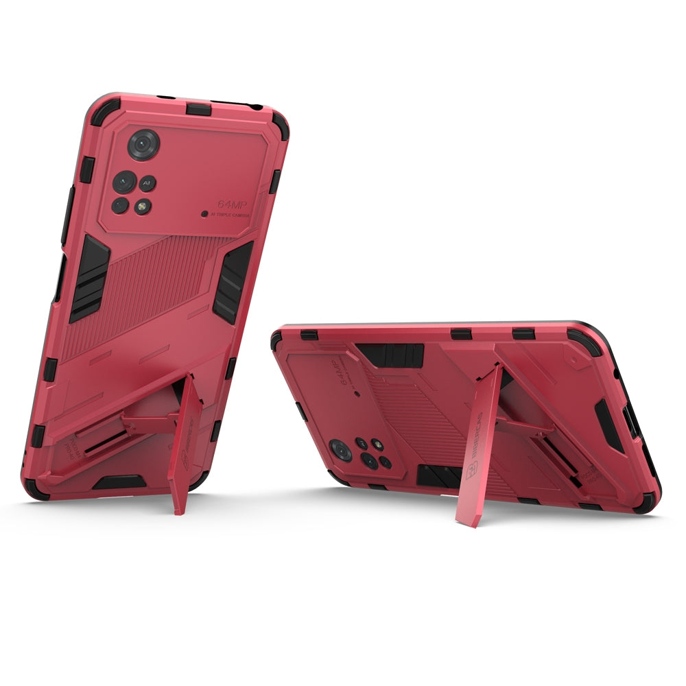 Xiaomi Poco M4 Pro 4G Shockproof Phone Case - Punk Armor 2-in-1 PC + TPU with Invisible Holder