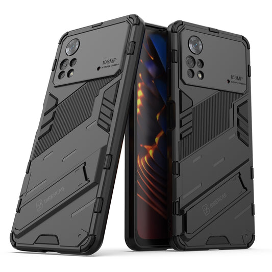 Xiaomi Poco X4 Pro 5G Shockproof Phone Case - Punk Armor 2-in-1 PC + TPU with Invisible Holder