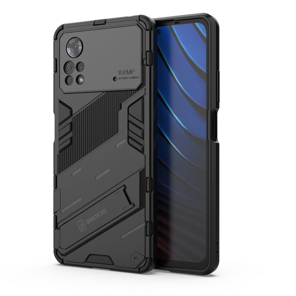 Xiaomi Poco X4 Pro 5G Shockproof Phone Case - Punk Armor 2-in-1 PC + TPU with Invisible Holder