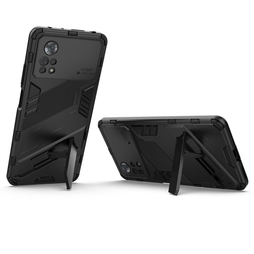 Xiaomi Poco X4 Pro 5G Shockproof Phone Case - Punk Armor 2-in-1 PC + TPU with Invisible Holder