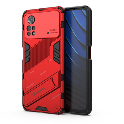 Xiaomi Poco X4 Pro 5G Shockproof Phone Case - Punk Armor 2-in-1 PC + TPU with Invisible Holder