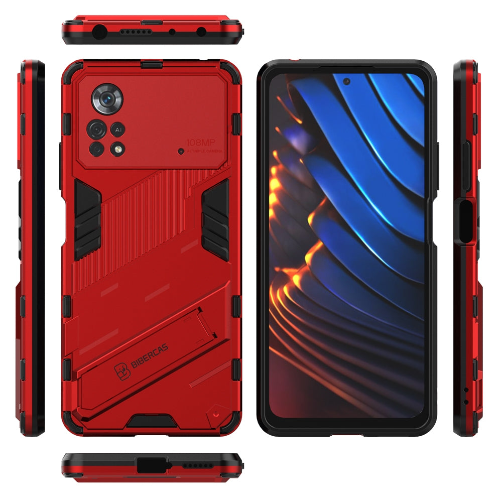 Xiaomi Poco X4 Pro 5G Shockproof Phone Case - Punk Armor 2-in-1 PC + TPU with Invisible Holder