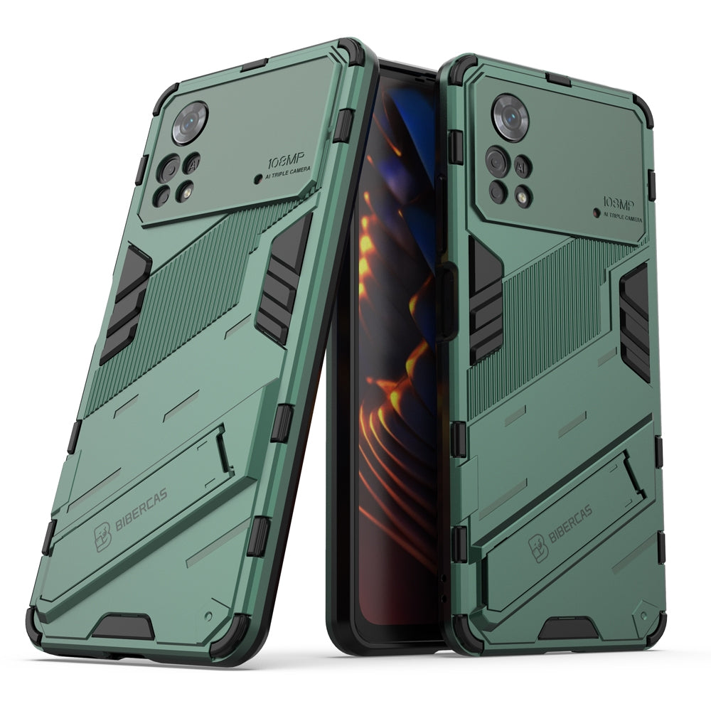 Xiaomi Poco X4 Pro 5G Shockproof Phone Case - Punk Armor 2-in-1 PC + TPU with Invisible Holder