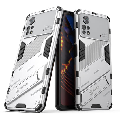 Xiaomi Poco X4 Pro 5G Shockproof Phone Case - Punk Armor 2-in-1 PC + TPU with Invisible Holder