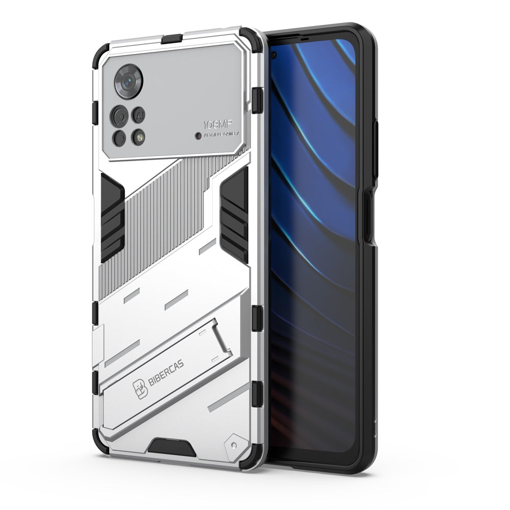 Xiaomi Poco X4 Pro 5G Shockproof Phone Case - Punk Armor 2-in-1 PC + TPU with Invisible Holder