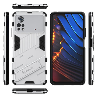 Xiaomi Poco X4 Pro 5G Shockproof Phone Case - Punk Armor 2-in-1 PC + TPU with Invisible Holder