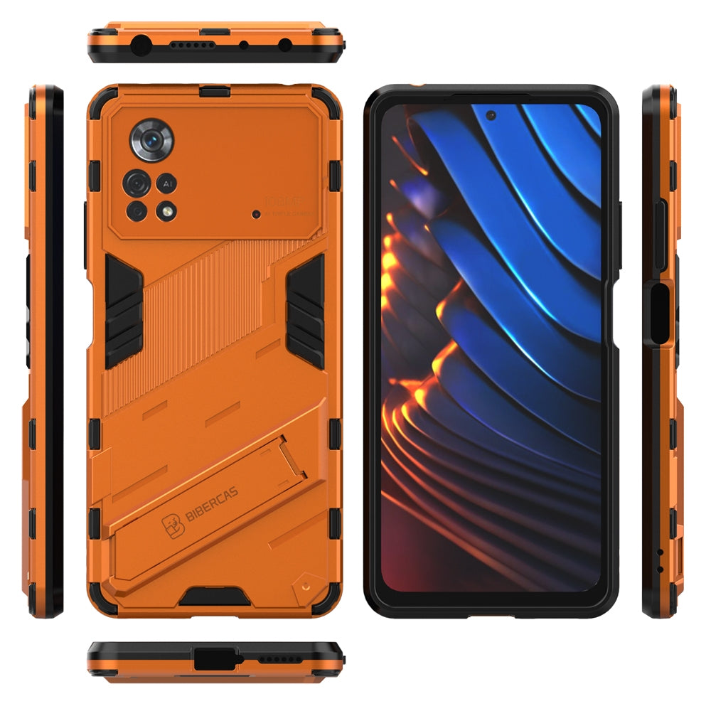 Xiaomi Poco X4 Pro 5G Shockproof Phone Case - Punk Armor 2-in-1 PC + TPU with Invisible Holder