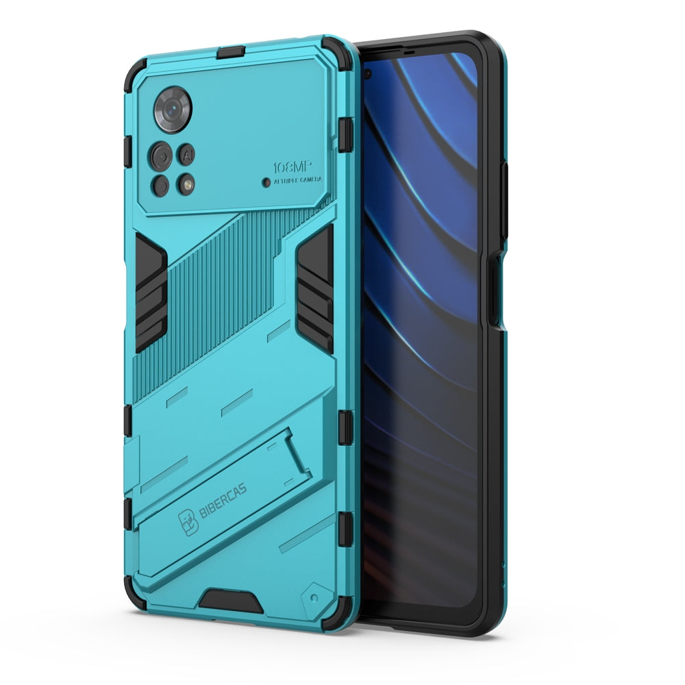 Xiaomi Poco X4 Pro 5G Shockproof Phone Case - Punk Armor 2-in-1 PC + TPU with Invisible Holder