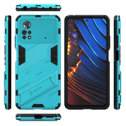 Xiaomi Poco X4 Pro 5G Shockproof Phone Case - Punk Armor 2-in-1 PC + TPU with Invisible Holder