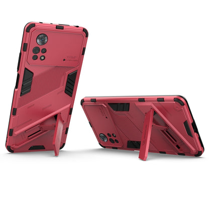 Xiaomi Poco X4 Pro 5G Shockproof Phone Case - Punk Armor 2-in-1 PC + TPU with Invisible Holder