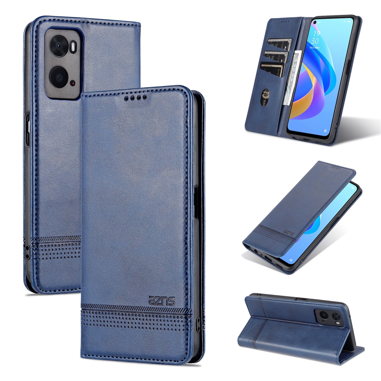 OPPO A36 4G/A76 4G Leather Wallet Case with Card Holder & Magnetic Closure