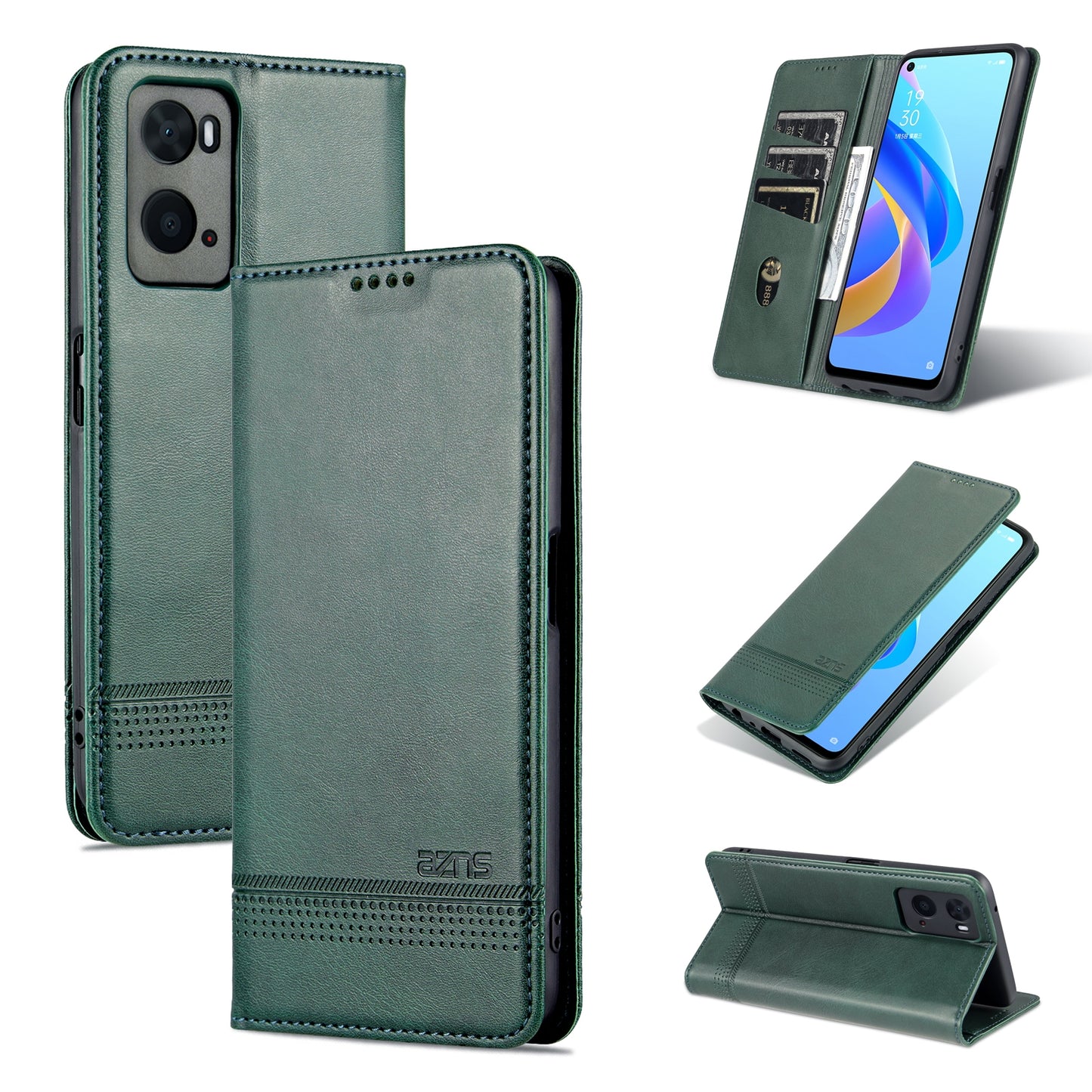 OPPO A36 4G/A76 4G Leather Wallet Case with Card Holder & Magnetic Closure