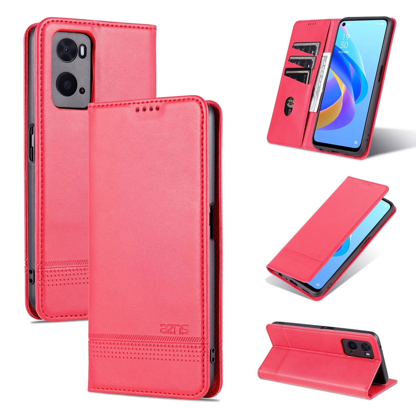 OPPO A36 4G/A76 4G Leather Wallet Case with Card Holder & Magnetic Closure