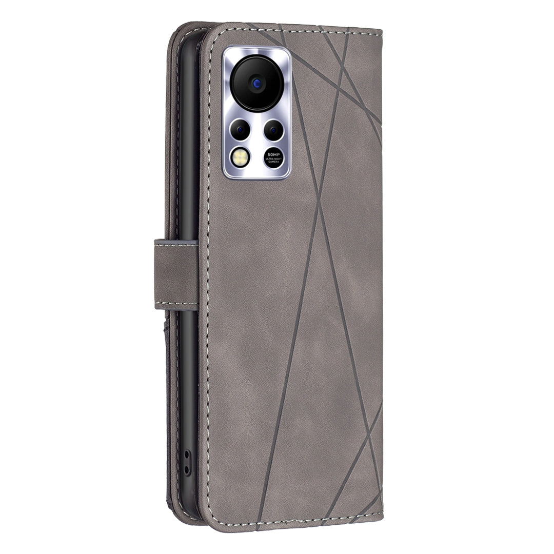 Infinix Hot 11T Rhombus Texture Leather Phone Case with Magnetic Buckle and Card Holder