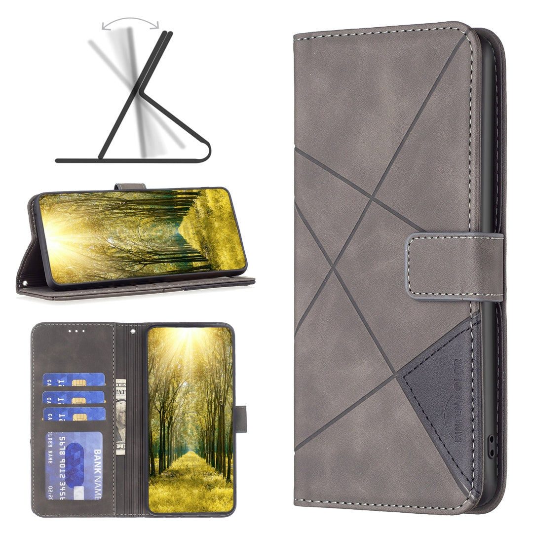 Infinix Hot 11T Rhombus Texture Leather Phone Case with Magnetic Buckle and Card Holder