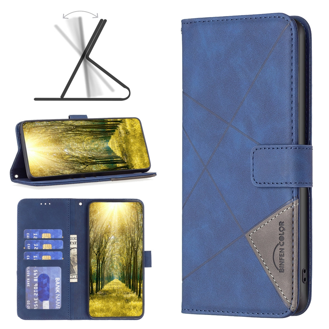 Infinix Hot 11T Rhombus Texture Leather Phone Case with Magnetic Buckle and Card Holder