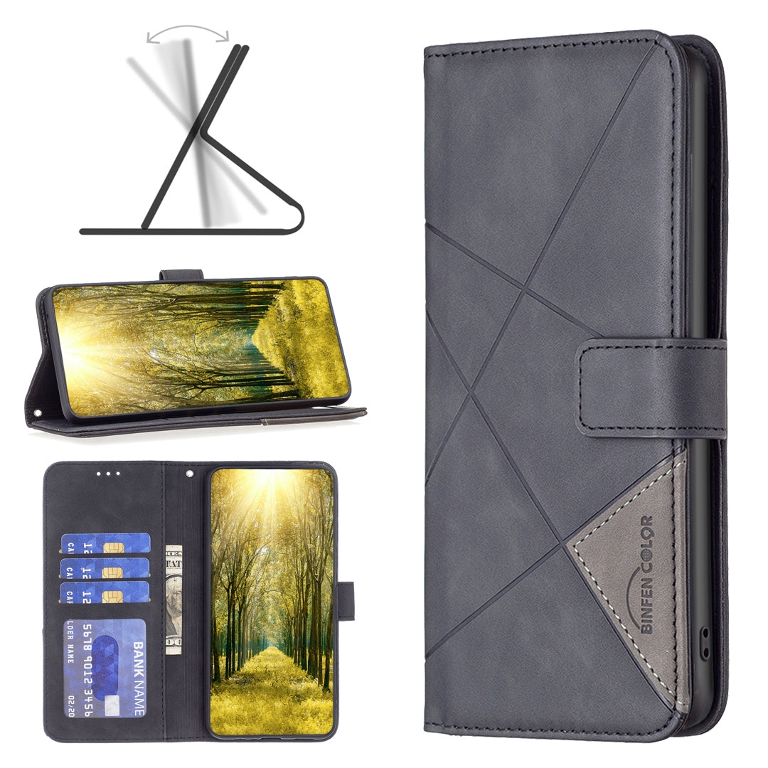 Infinix Hot 11 Play Rhombus Texture Leather Phone Case with Magnetic Buckle and Card Holder