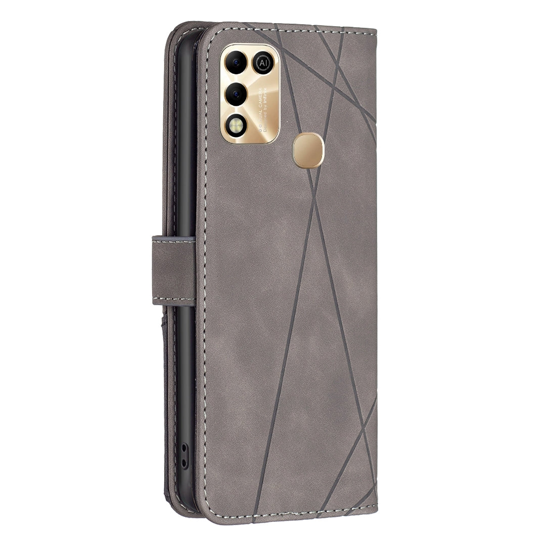 Infinix Hot 11 Play Rhombus Texture Leather Phone Case with Magnetic Buckle and Card Holder