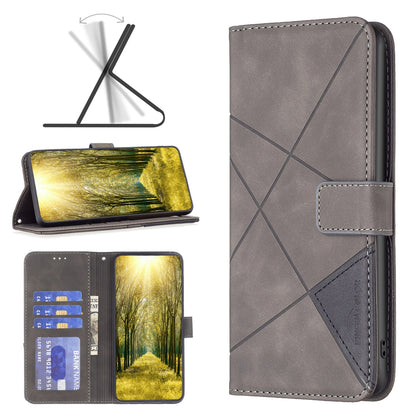 Infinix Hot 10 Play Rhombus Texture Leather Phone Case with Magnetic Buckle and Card Holder