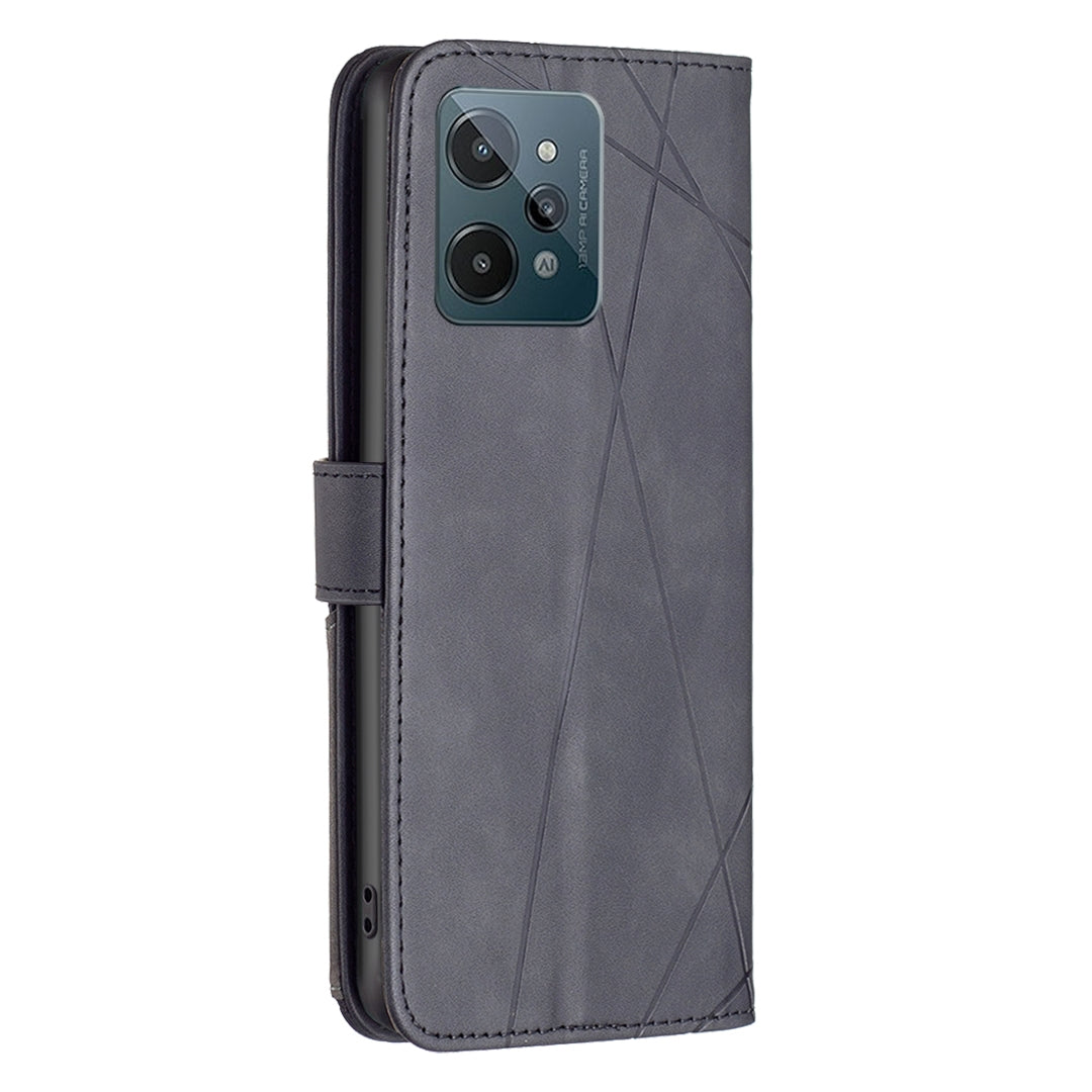 OPPO Realme C31 Rhombus Texture Leather Phone Case with Magnetic Buckle and Card Holder