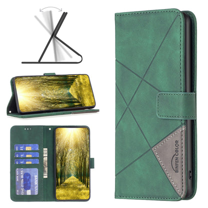 OPPO Realme C31 Rhombus Texture Leather Phone Case with Magnetic Buckle and Card Holder