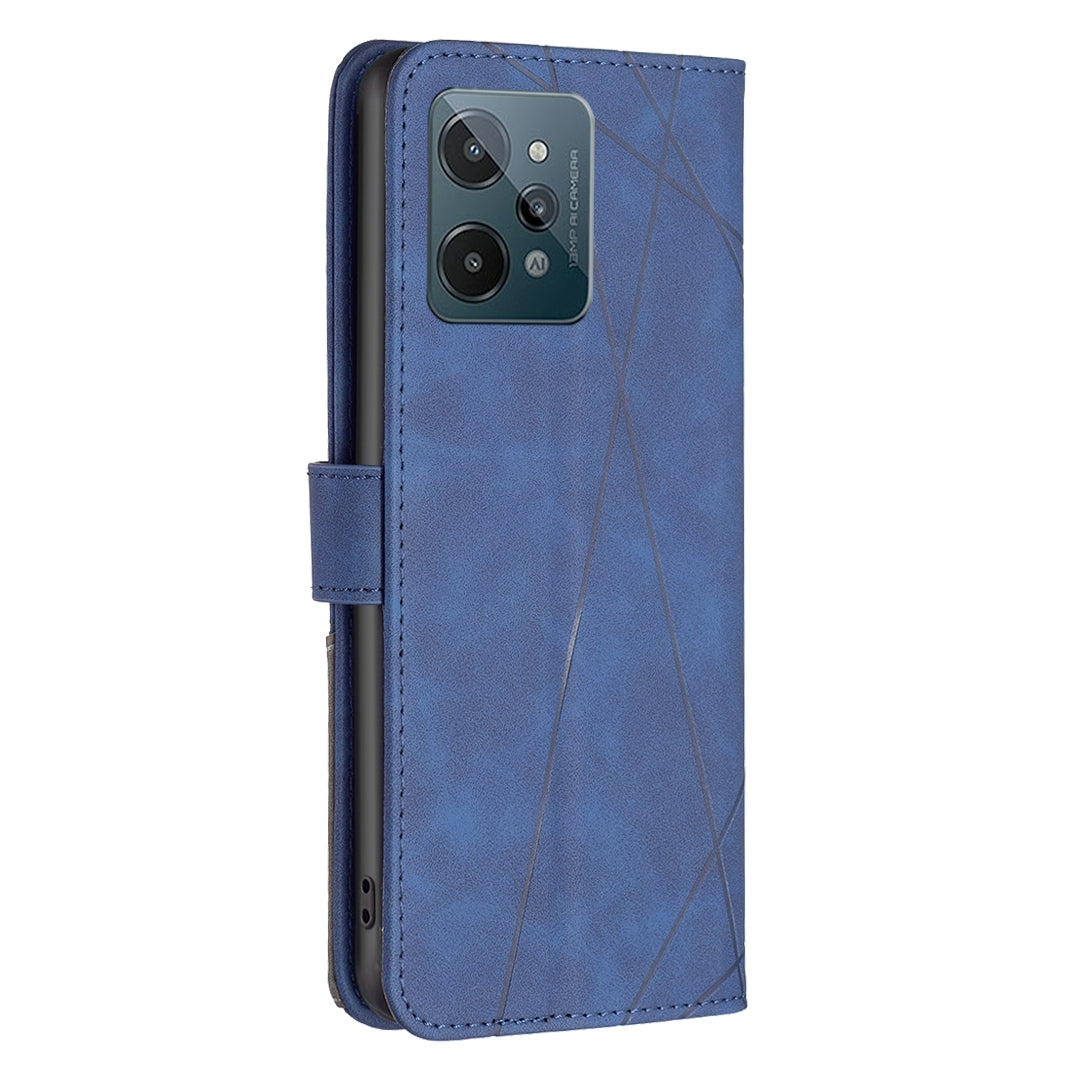 OPPO Realme C31 Rhombus Texture Leather Phone Case with Magnetic Buckle and Card Holder