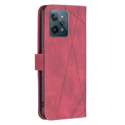 OPPO Realme C31 Rhombus Texture Leather Phone Case with Magnetic Buckle and Card Holder