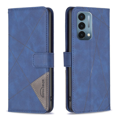 OnePlus Nord N200 5G Rhombus Texture Leather Phone Case with Magnetic Buckle and Card Holder