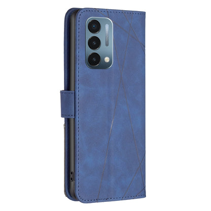 OnePlus Nord N200 5G Rhombus Texture Leather Phone Case with Magnetic Buckle and Card Holder