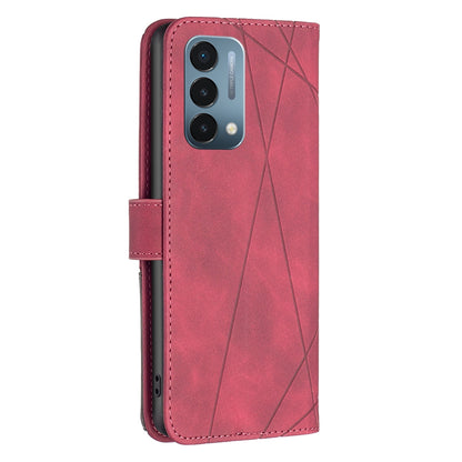 OnePlus Nord N200 5G Rhombus Texture Leather Phone Case with Magnetic Buckle and Card Holder