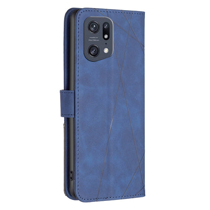 OPPO Find X5 Pro Rhombus Texture Leather Phone Case with Magnetic Buckle and Card Holder