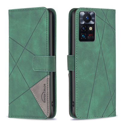 Infinix Zero X Neo Rhombus Texture Leather Phone Case with Magnetic Buckle and Card Holder