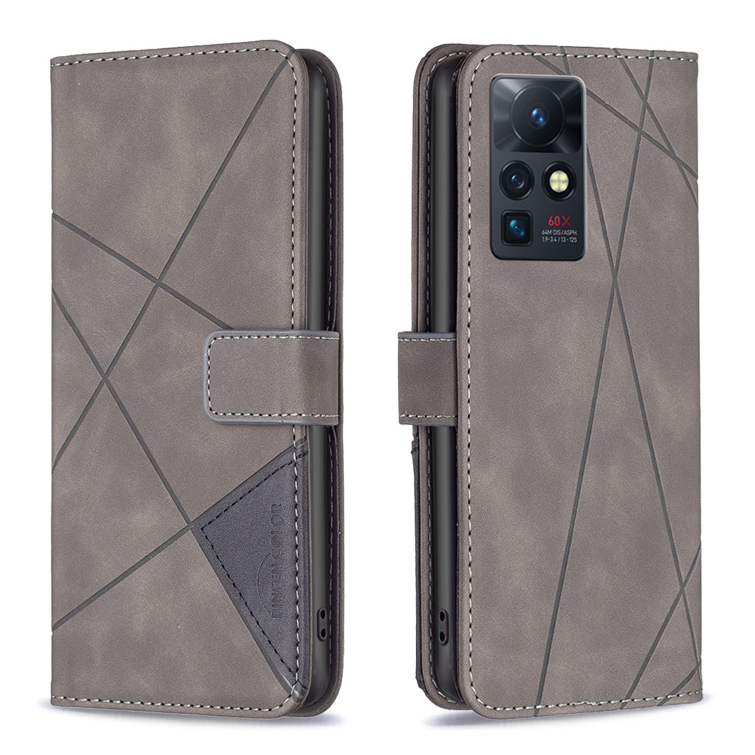 Infinix Zero X Pro Rhombus Texture Leather Phone Case with Magnetic Buckle and Card Holder