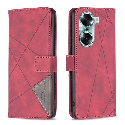 Honor 60 Rhombus Texture Leather Phone Case with Magnetic Buckle and Card Holder