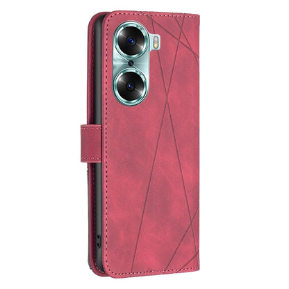 Honor 60 Rhombus Texture Leather Phone Case with Magnetic Buckle and Card Holder