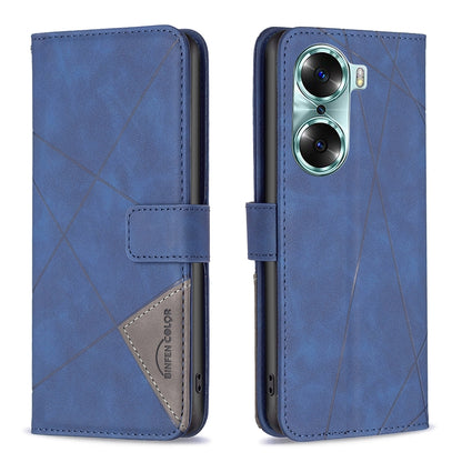 Honor 60 Rhombus Texture Leather Phone Case with Magnetic Buckle and Card Holder