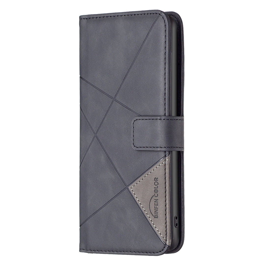 Honor 60 Rhombus Texture Leather Phone Case with Magnetic Buckle and Card Holder