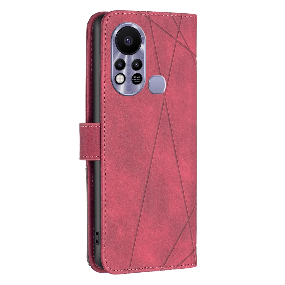 Infinix Hot 11s NFC Rhombus Texture Leather Phone Case with Magnetic Buckle and Card Holder