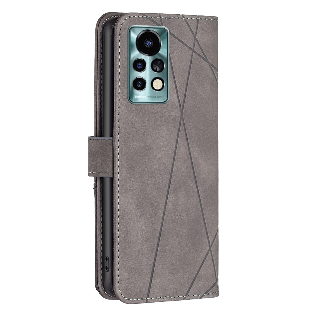 Infinix Note 11 Pro Rhombus Texture Leather Phone Case with Magnetic Buckle and Card Holder