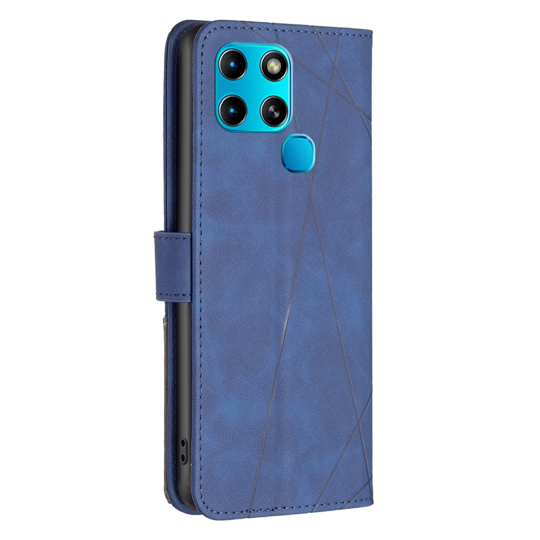 Infinix Smart 6 Rhombus Texture Leather Phone Case with Magnetic Buckle and Card Holder