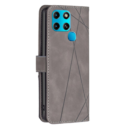 Infinix Smart 6 Rhombus Texture Leather Phone Case with Magnetic Buckle and Card Holder