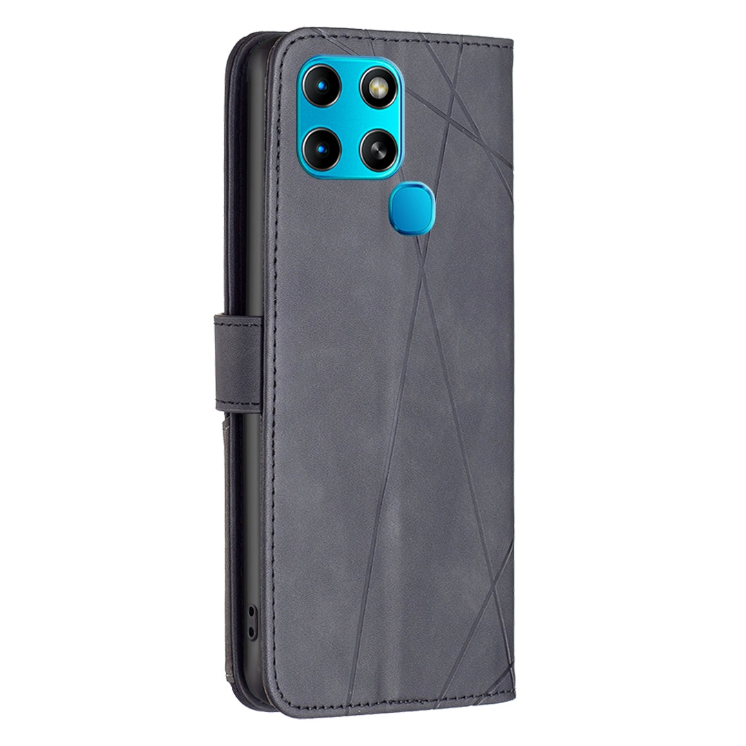 Infinix Smart 6 Rhombus Texture Leather Phone Case with Magnetic Buckle and Card Holder