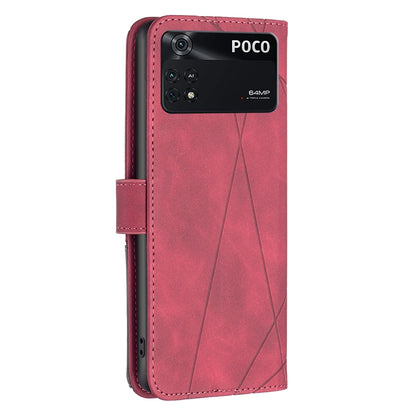 Xiaomi Poco M4 Pro Rhombus Texture Leather Phone Case with Magnetic Buckle and Card Holder