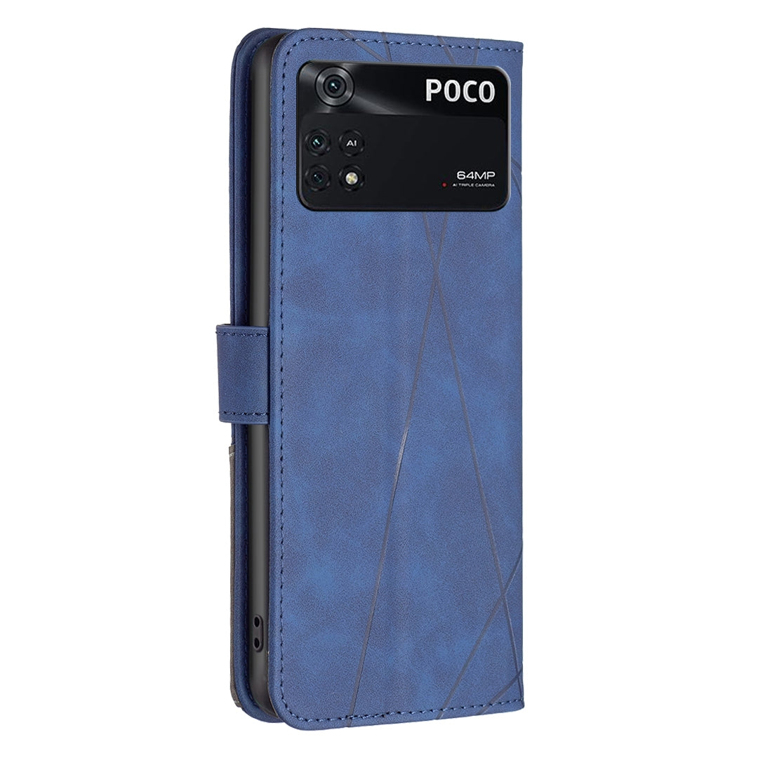 Xiaomi Poco M4 Pro Rhombus Texture Leather Phone Case with Magnetic Buckle and Card Holder