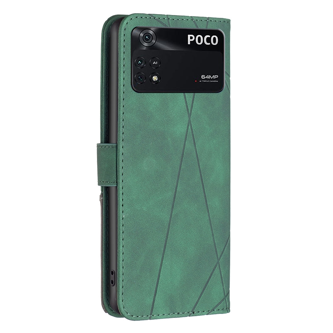 Xiaomi Poco M4 Pro Rhombus Texture Leather Phone Case with Magnetic Buckle and Card Holder