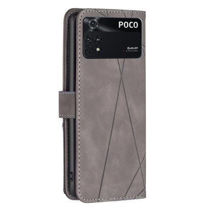 Xiaomi Poco M4 Pro Rhombus Texture Leather Phone Case with Magnetic Buckle and Card Holder